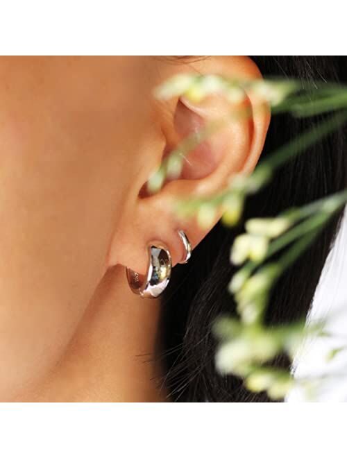 Alexcraft Earring Sets for Multiple Piercing | 14K Gold Plated Studs Earrings and Hoops Set Hypoallergenic Small Hoop CZ Ball Studs Earrings for Women Girls6 Pairs