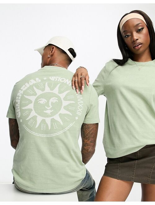 ASOS DESIGN unisex t-shirt with back circle print in olive wash