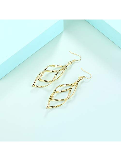 Sunflower Jewellery Earrings for Women 18K Gold Linear Swirl Wire Earrings For Women Dangling Boho Dangle Drop,Classic Infinity Earrings for Women Girls