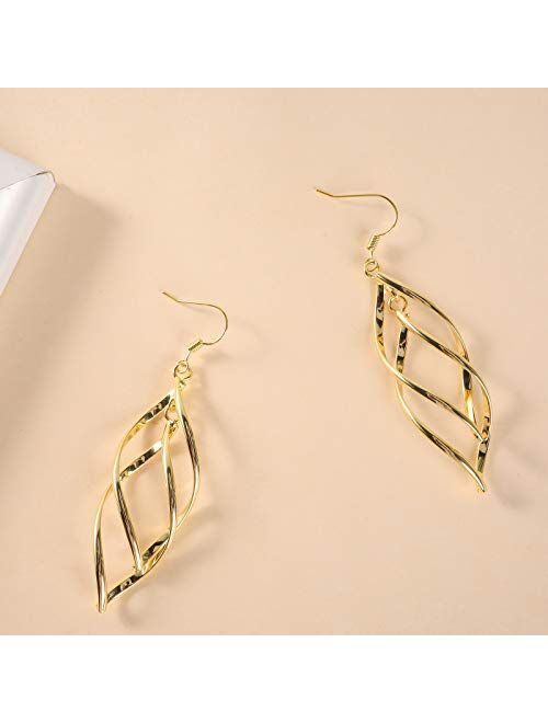 Sunflower Jewellery Earrings for Women 18K Gold Linear Swirl Wire Earrings For Women Dangling Boho Dangle Drop,Classic Infinity Earrings for Women Girls