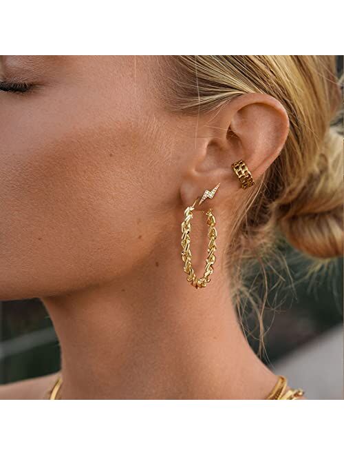 YKKZART Gold Earrings 14k Gold Plated Hoop Earrings Dainty Pearl hoop Disc Coin Bead Starfish Teardrop Circle Dangle Drop Earrings for Women Hypoallergenic Jewelry Gifts