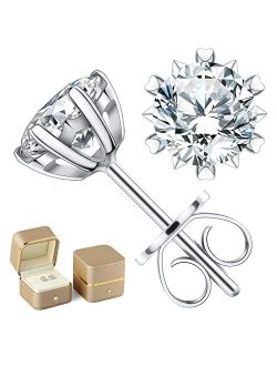 Onlylike Diamond Earrings for Women Men, Gifts for Wife Mom Girlfriend, 0.6ct-3ct D Color (VVS1) Moissanite Diamond Stud Earrings, Anniversary Jewelry Present for Wife, B