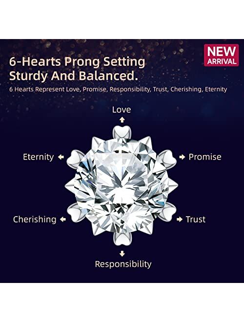 Onlylike Diamond Earrings for Women Men, Gifts for Wife Mom Girlfriend, 0.6ct-3ct D Color (VVS1) Moissanite Diamond Stud Earrings, Anniversary Jewelry Present for Wife, B