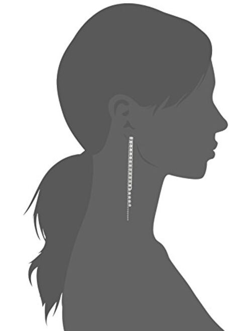 GUESS "Basic" Silver Crystal Rhinestone Linear Drop Earrings