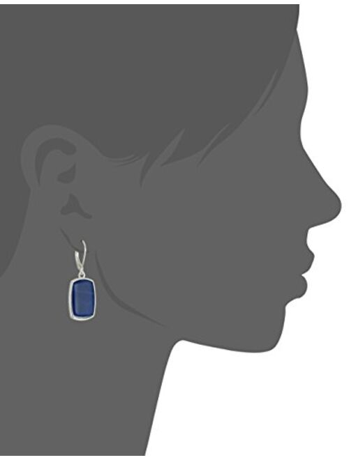 NINE WEST Women's Silvertone and Denim Large Drop Earrings