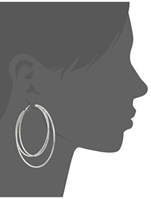 Guess Smooth and Textured Wire Silver Hoop Earrings