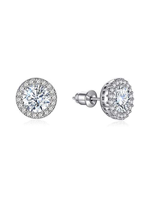 Anmao Stud Earrings Earrings for Girls Fashion Jewelry Cubic Zirconia Halo Earrings for Women Men