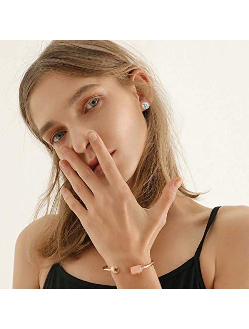 Anmao Stud Earrings Earrings for Girls Fashion Jewelry Cubic Zirconia Halo Earrings for Women Men