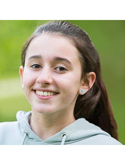 Anmao Stud Earrings Earrings for Girls Fashion Jewelry Cubic Zirconia Halo Earrings for Women Men