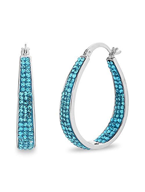 Devin Rose Women's Earrings - Elegant Crystal Sparkle Teardrop Hoop Earrings