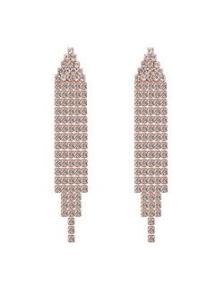 SELOVO Chandelier Tassel Dangle Linear Drop Earrings Party Jewelry Clear Austrian Crystal