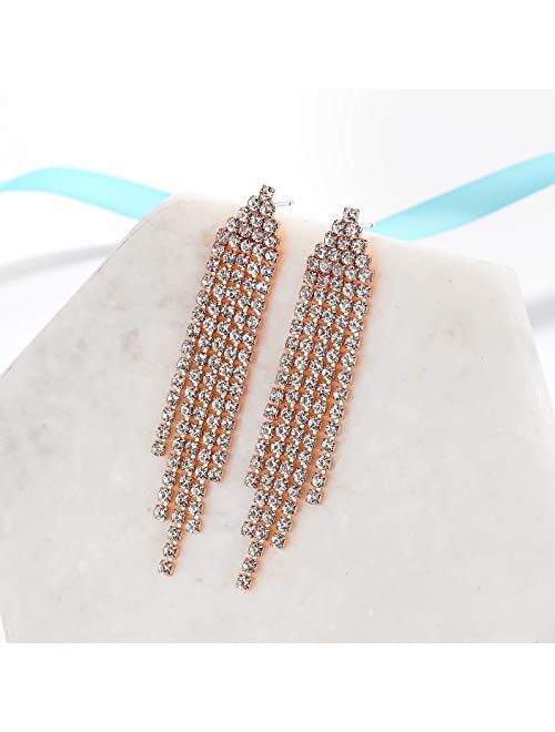 SELOVO Chandelier Tassel Dangle Linear Drop Earrings Party Jewelry Clear Austrian Crystal