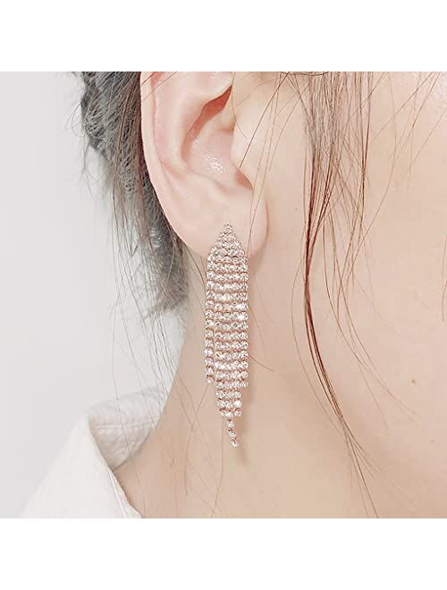 SELOVO Chandelier Tassel Dangle Linear Drop Earrings Party Jewelry Clear Austrian Crystal