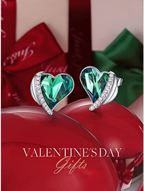 CDE Love Heart Stud Earrings for Women Rose Gold Plated Women's Earrings Embellished with Austrian Crystals Mother's Day Valentines Day Christmas Jewelry Gifts for Women 