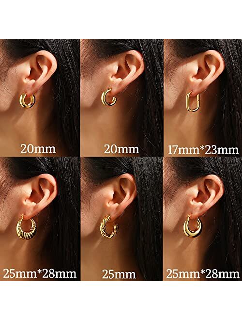 If You Gold Hoop Earrings for Women,14K Gold Plated Thick Hoop Earrings Pack, Chunky Hoops Set Hypoallergenic, Small Hoop Jewelry for Girls
