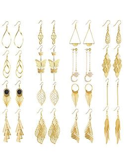 Dangle Earrings for Women Girls, Funtopia 16 Pairs Statement Earrings Butterfly Moon Earring Sets Boho Fashion Jewelry Gift for Birthday Party Wedding