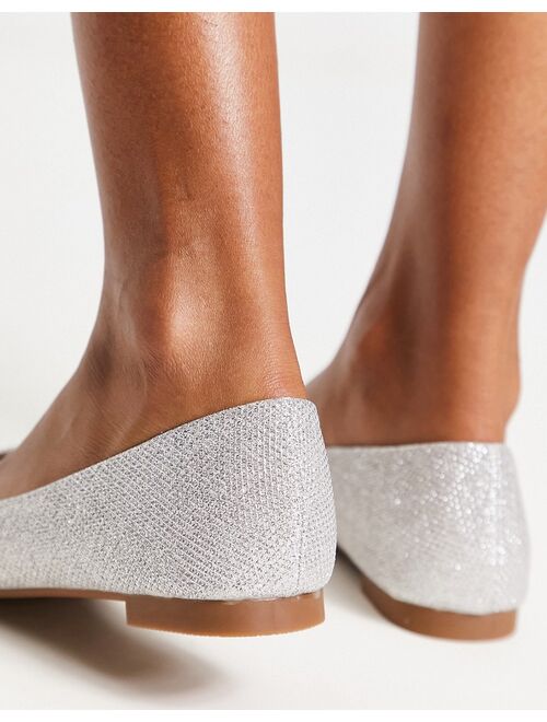 Truffle Collection pointed ballet flats in silver