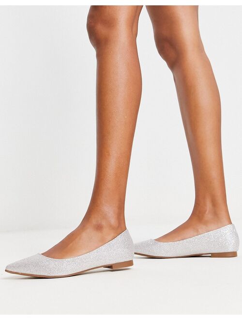 Truffle Collection pointed ballet flats in silver