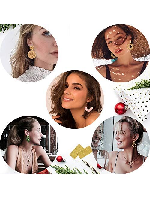 Fifata Acrylic Earrings for Women Girls Drop Dangle Leaf Earrings Bohemian Statement Earrings Costume Jewelry Set for Summer Birthday Gifts(9 pair Rattan Acrylic)