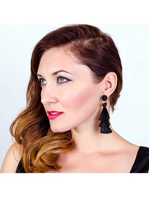 LEGITTA Tassel Earrings Layered Tiered Linear Drop Fashion Trending Earrings