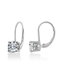Amazon Collection Platinum-Plated Sterling Silver Infinite Elements Zirconia Leverback Earrings