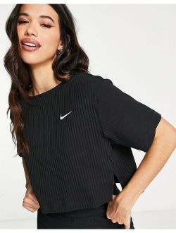 ribbed jersey top in black