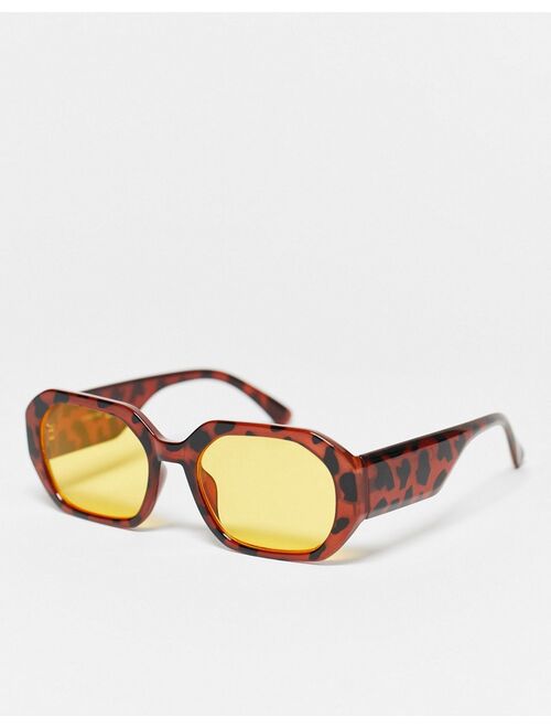Reclaimed Vintage unisex yellow lens sunglasses in brown tort