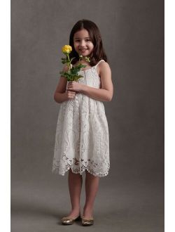 Delfi Collective Lexie Lace Cutout Smocked-Back Flower Girl Dress