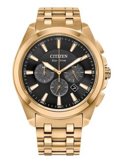 Eco-Drive Men's Chronograph Classic Gold-Tone Stainless Steel Bracelet Watch 41mm