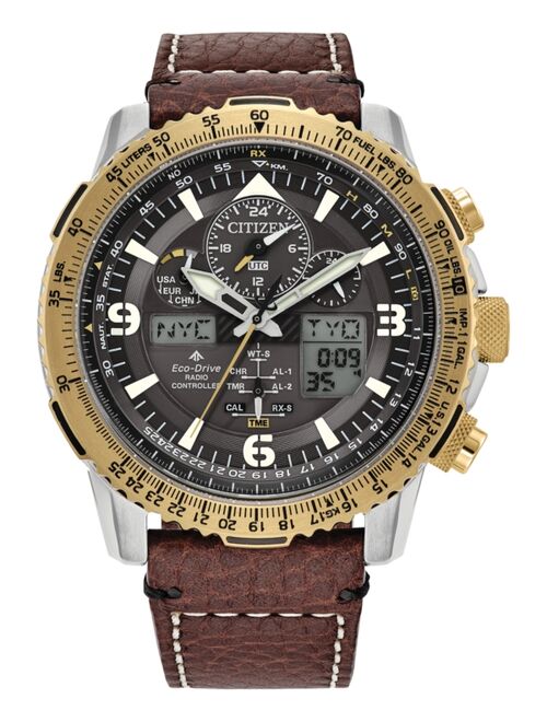 CITIZEN Eco-Drive Men's Chronograph Promaster Skyhawk Brown Leather Strap Watch 45mm