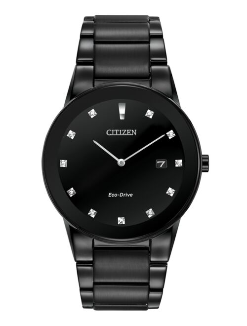 CITIZEN Men's Eco-Drive Axiom Diamond Accent Black Ion-Plated Stainless Steel Bracelet Watch 40mm AU1065-58G