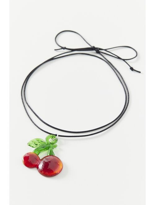 Urban Outfitters Glass Cherry Corded Choker Necklace