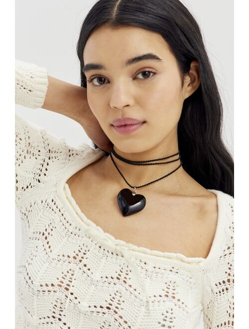Urban Outfitters Glass Heart Corded Necklace