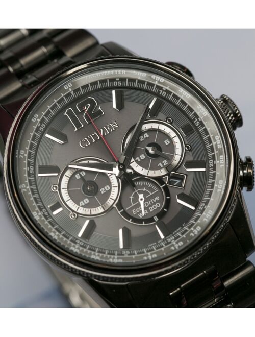 CITIZEN Eco-Drive Men's Chronograph Nighthawk Gray Stainless Steel Bracelet Watch 43mm