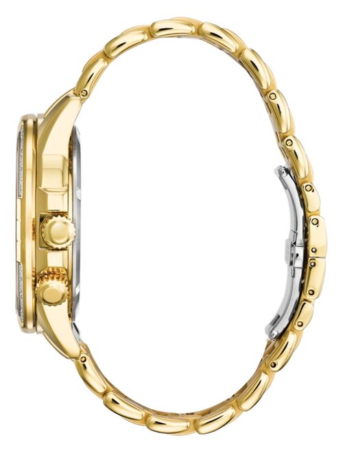 CITIZEN Eco-Drive Men's Calendrier Diamond-Accent Gold-Tone Stainless Steel Bracelet Watch 44mm
