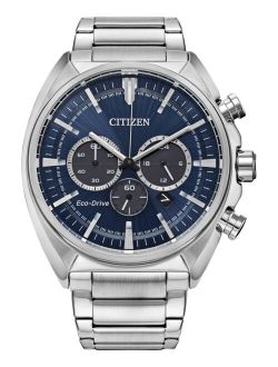 Men's Chronograph Eco Drive Sport Stainless Steel Bracelet Watch 45mm, Created for Macy's