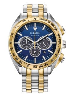 Eco-Drive Men's Chronograph Sport Luxury Two-Tone Stainless Steel Bracelet Watch 43mm