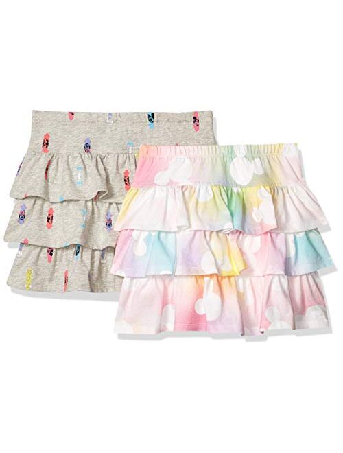 Amazon Essentials Spotted Zebra Disney | Marvel | Star Wars | Frozen | Princess Girls and Toddlers' Knit Ruffle Scooter Skirts, Pack of 2