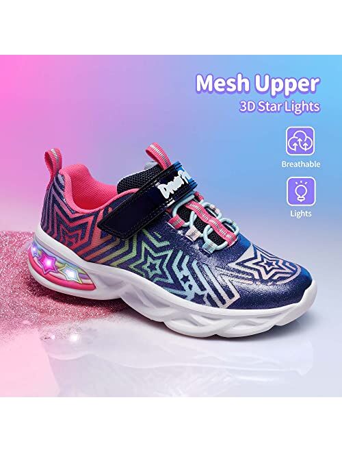 DREAM PAIRS Girls Sneakers Casual Little Kids Light Up Walking Flashing Led Shoes