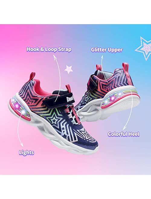 DREAM PAIRS Girls Sneakers Casual Little Kids Light Up Walking Flashing Led Shoes