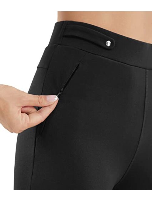 AFITNE Women's Yoga Dress Pants Bootcut Stretchy Work Pants Business Office Casual Slacks with Zipper Pockets
