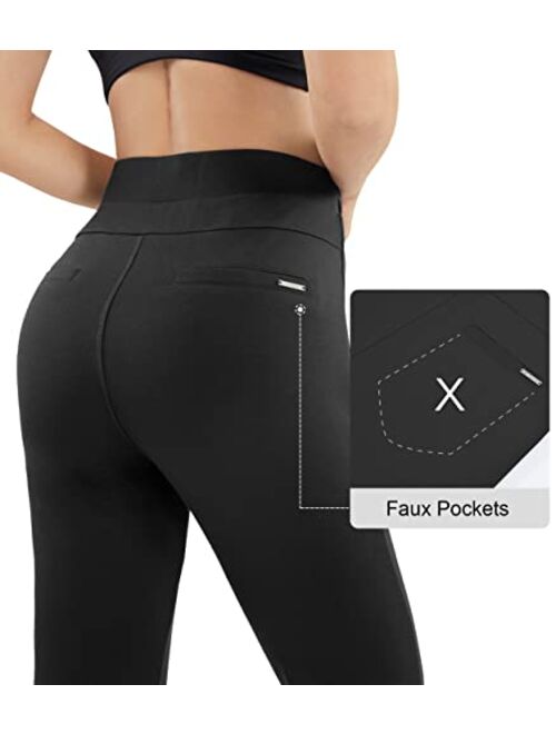 AFITNE Women's Yoga Dress Pants Bootcut Stretchy Work Pants Business Office Casual Slacks with Zipper Pockets