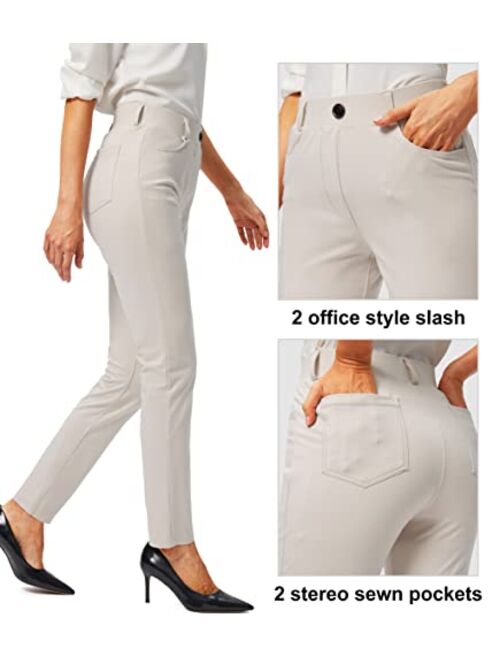 Rammus Womens Yoga Dress Pants with Pockets 26"/28"/30" Stretch Work Leggings for Women Skinny Slacks for Office Casual