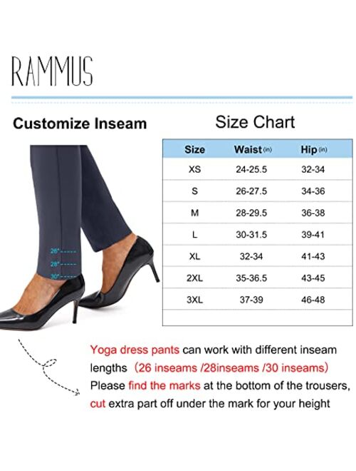 Rammus Womens Yoga Dress Pants with Pockets 26"/28"/30" Stretch Work Leggings for Women Skinny Slacks for Office Casual