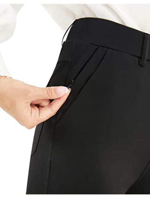 AFITNE Women's Yoga Dress Pants Straight Leg Stretchy Work Pants Business Office Casual Slacks with Zipper Pockets