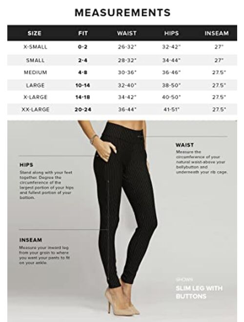 Conceited Women's Premium Stretch Slim Leg Dress Pants with Pockets - Wear to Work - Ponte Treggings