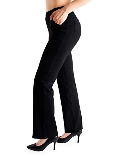 Yogipace,Belt Loops,Women's Petite/Regular/Tall Bootcut Dress Yoga Work Pants