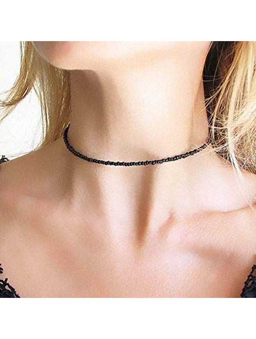 Tgirls Boho Choker Necklace Chain Red Seed Rice Beaded Necklaces Jewelry for Women and Girls