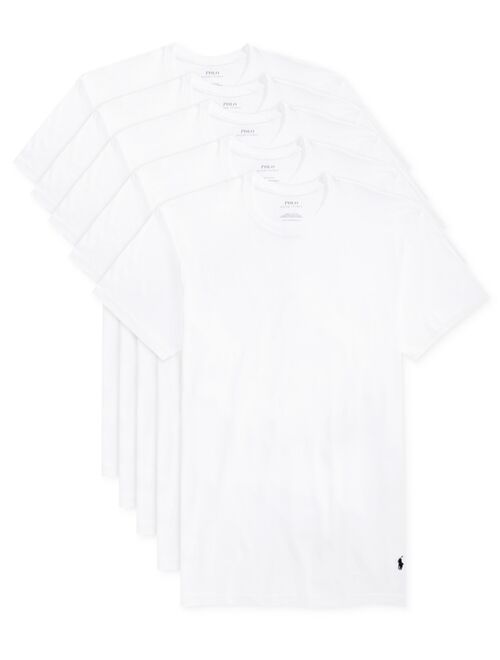 Polo Ralph Lauren Men's Undershirt, Slim Fit Classic Cotton Crews 5 Pack