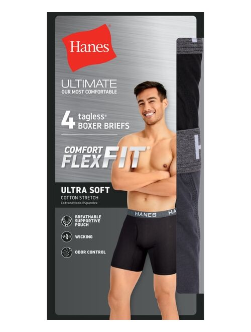 Hanes Men's Ultimate ComfortFlex Fit 4-Pk. Moisture-Wicking Stretch Boxer Briefs